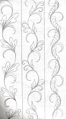 Drawing Vines, Decorative Rocks, Machine Quilting Patterns, Machine Quilting Designs, Free Motion Quilt Designs, Quilt Border, Pola Sulam, Rock Decor, 자수 디자인