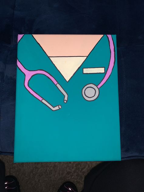 Nursing Canvas Painting, Canvas Painting Ideas For Doctor, Nurse Paintings Ideas, Nurse Canvas Painting, Nurse Paintings Canvases, Medical Canvas Painting, Nursing Painting Ideas, Easy To Paint Canvas Ideas Simple, Doctor Canvas Painting