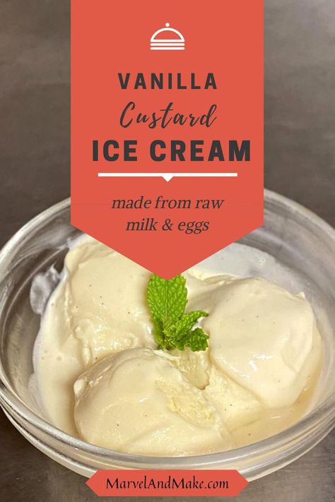 Vanilla Custard Ice Cream, Custard Ice Cream Recipe, Paleo Ice Cream, Ice Cream Recipes Machine, Custard Ice Cream, Homemade Custard, Vanilla Ice Cream Recipe, Cream Custard, Homemade Vanilla Ice Cream