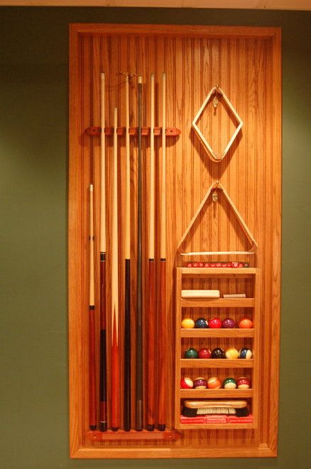 Pool rack set into wall Pool Room Ideas, Pool Rack, Pool Table Room, Cue Rack, Game Room Basement, Recreational Room, Man Cave Basement, Game Room Bar, Urban Interiors