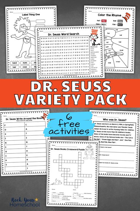 Dr. Seuss Activities Pack to Boost Your Celebration (Free) Dr Suess Activities, Dr Seuss Printables Free, Dr Seuss Printables, Homeschool Electives, Homeschool Portfolio, Best Homeschool Curriculum, Dr Seuss Activities, Elementary School Library, Dr Seuss Day