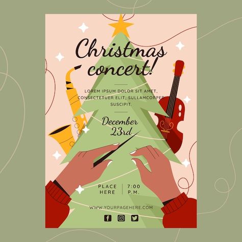 Christmas Concert Poster, Christmas Posters, Concert Flyer, Jazz Poster, Christmas Concert, Christmas Flyer, Music Poster Design, Free Business Card Mockup, Concert Poster