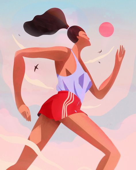 Running Illustration, Runners High, Wacom Cintiq, Autumn Illustration, Sport Illustration, Design Jobs, Flat Illustration, Physical Health, Design Assets