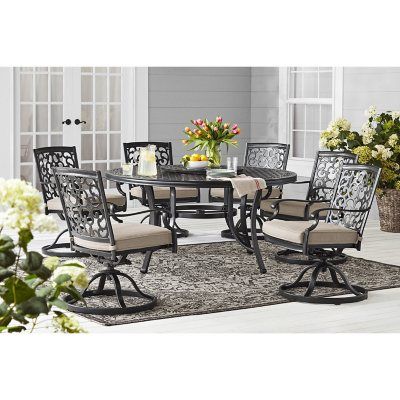 Round Patio Dining Set, Round Swivel Chair, Round Patio, Stylish Outdoor Furniture, Swivel Dining Chairs, Outdoor Comfort, Patio Dining Table, Outdoor Dining Furniture, Sam's Club