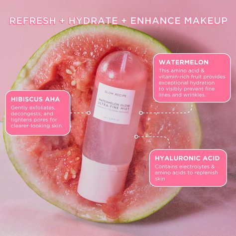 Glow Recipe Watermelon Glow Ultra-Fine Facial Mist Spray - Hyaluronic Acid Face Mist for Fresh + Glowing Skin - Hydrating Face Mist with Hibiscus AHA + Vitamin E - Watermelon Glow Face Spray (2.5 oz) Amazon Affiliate Glow Recipe Mist, Face Spray, Facial Spray, Facial Mist, Face Mist, Mist Spray, Dewy Skin, Face Hydration, Vitamin E