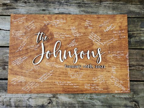 Upgraded Brown Rectangle Alternative Wedding Guest Book | Etsy Wood Guest Book Sign, Oil Based Markers, Guest Book Wood, Wood Sign Wedding, Alternative Wedding Guest Book, Wooden Wedding Guest Book, Wooden Guest Book, Wood Guest Book, Wedding Ceremony Photos