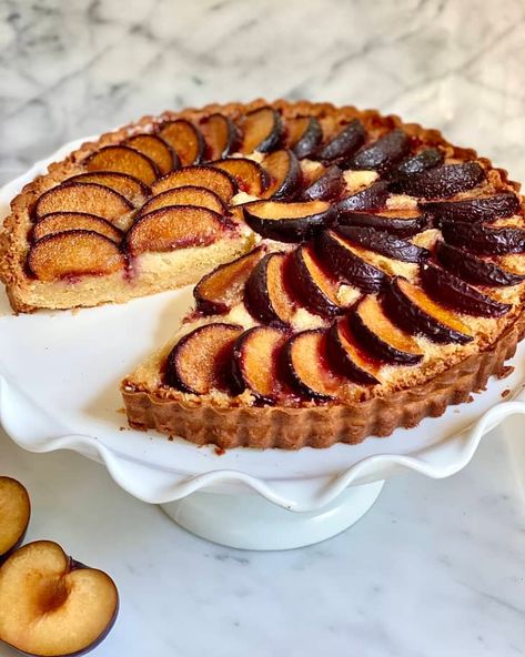 Plum Tart Recipe (with Frangipane) | The Kitchn Plum Frangipane Tart, Frangipane Tart Recipe, Banana Pudding Pies, Lemon Tea Cake, Plum Tart, Baking List, Frangipane Tart, Tart Dough, German Desserts