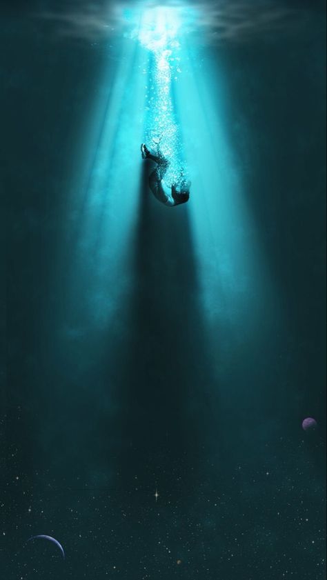 Under Water Looking Up, Under Water Aesthetic, Couple Underwater, Underwater Monster, Drawing Arts, Water Aesthetic, Painting Inspo, Under Water, Deep Water