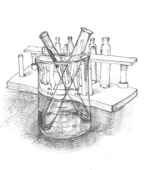 Science Art Drawings, Chemistry Drawing, Pencil Art Love, Biology Drawing, Science Drawing, Chemistry Art, الفن الرقمي, Bottle Drawing, Test Tubes