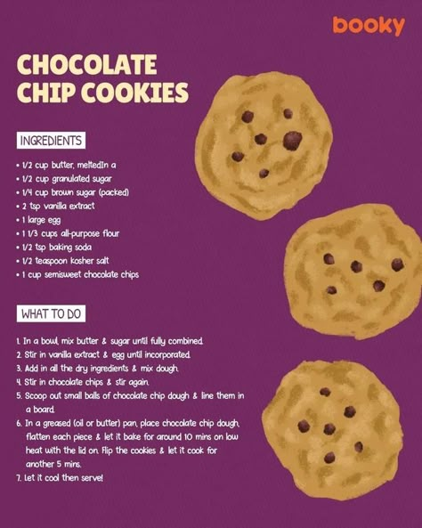 Booky Food Recipe, Booky Recipe Book, Aesthetic Recipes Notes, London Recipes, Baking Recipes Aesthetic, Chocolate Chip Cookies Recipes, Quick Chocolate Chip Cookies, Homemade Recipe Books, Easy To Bake