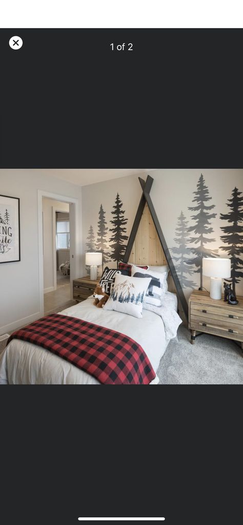 Bigfoot Theme Bedroom, Black Bear Bedroom Ideas, Snowboarding Themed Bedroom, Grandchild Bedroom Ideas, Outdoor Boys Bedroom, Wilderness Themed Bedroom, Outdoorsy Bedroom Ideas, Bigfoot Bedroom, Camping Room For Boys