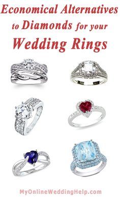 Alternatives to diamonds for wedding rings. Examples and links to a lot more cz, Diamonique, rubies, sapphires, and blue topaz. Jewerly Ring, Wedding Day Jewelry, Bling Wedding, Diamond Alternatives, Types Of Gemstones, Put A Ring On It, Blue Topaz, Wedding Styles, Topaz