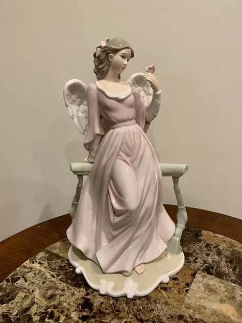 Vintage Porcelain Angel Figurine With Rose Ballerina Figurines, Porcelain Angel, Porcelain Figures, Angel Decor, Pose References, Angel Figurines, Nesting Dolls, Art Poses, Porcelain Figurines