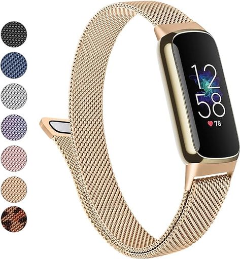 Fitbit Luxe, Magnetic Wristband, Unique Magnets, Fitbit Bands, Wellness Tracker, Fitness Trackers, Fitness And Wellness, Stainless Steel Mesh, Steel Mesh