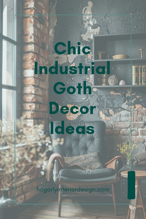 Explore unique Industrial Goth decor ideas featuring moody aesthetics and edgy design elements for your home. This 1 image showcases stunning room inspirations to inspire your decorating journey. Industrial Goth Interior Design, Goth Decor Ideas, Industrial Exterior Design, Edgy Artwork, Ornate Chairs, Dining Room Colour Schemes, Industrial Goth, Urban Industrial Decor, Moody Lighting