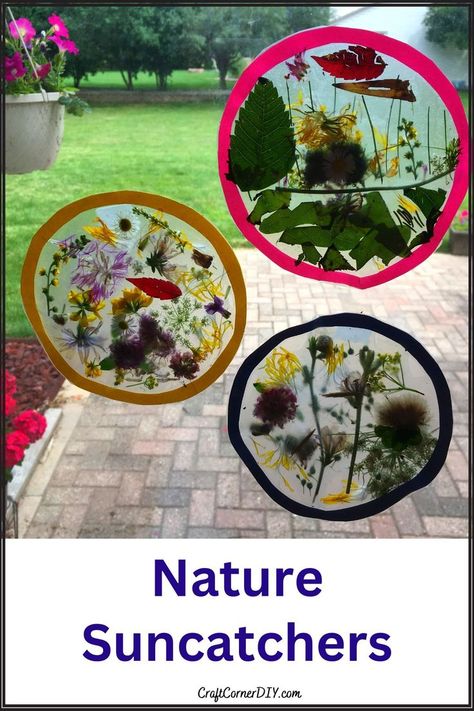 Nature suncatchers. Spring Equinox Crafts, Suncatchers Craft, Nature Suncatcher, Kids Craft Corner, Contact Paper Crafts, Butterfly Crafts Preschool, Mothers Day Crafts Preschool, Preschool Art Projects, Window Crafts