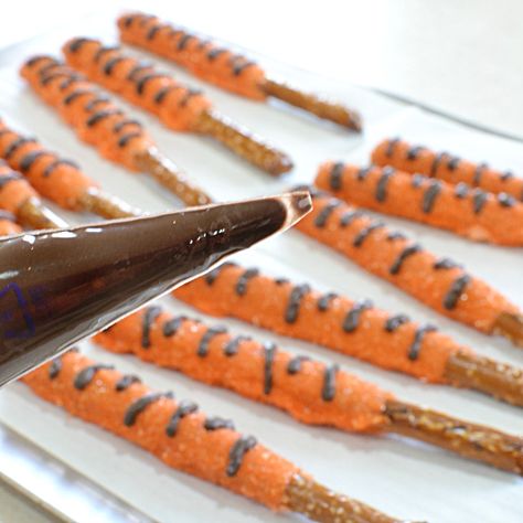 Tigger Tail Decorated Pretzels Tigger Pretzel Rods, Zebra Pretzel Sticks, Tigger Tails Pretzels, Tigger Tails, Luca Party, Decorated Pretzels, Acre Garden, Pooh Corner, Dark Chocolate Candy