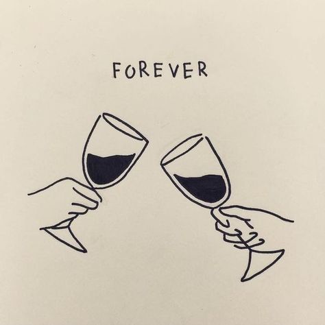 Wine Tattoo Ideas, Wine Tattoo, Friendship Tattoos, Best Friend Tattoos, Friend Tattoos, Matching Tattoos, Couple Tattoos, Mini Tattoos, Line Art Drawings