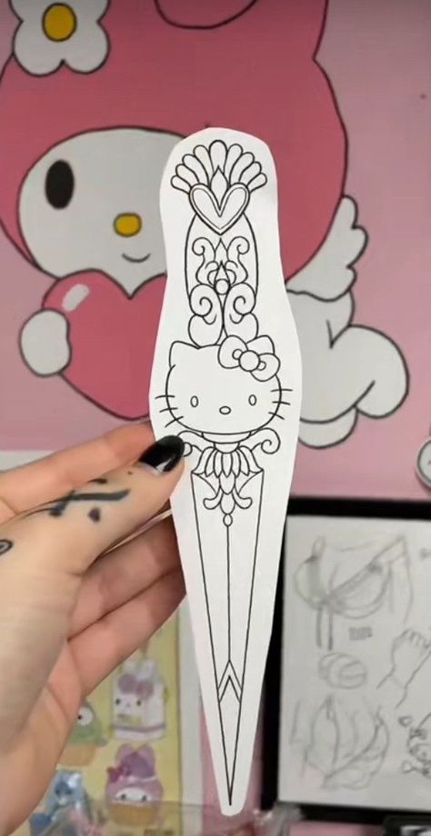 tattoo inspiration Tatuaje Hello Kitty, Hello Kitty Tattoo, Kitty Tattoo, Wrist Tattoo Ideas, Wrist Tattoo Designs, Hello Kitty Design, Knife Tattoo, Princess Tattoo, Hello Kitty Tattoos