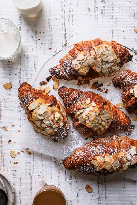 Almond Cornetto - Italian Almond Croissant Almond Crossiant Recipes, Cornetto Recipe, Almond Liquor, Crossiant Recipes, Almond Paste Recipes, Homemade Croissants, Italian Bakery, Almond Croissant, Sicilian Recipes