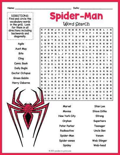 FREE Spider-Man Word Search Puzzle Worksheet Spider Man Activities, Spiderman Activities For Kids, Spider Man Birthday Games Activities, Spiderman Worksheet, Spider Man Worksheet, Spiderman Activities, Marvel Word Search, Spiderman Activity Sheets, Superhero Worksheets