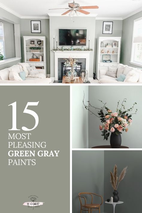 What about gray-green paint is so attracting attention in the world of interior design? Green gray combines the benefits of green in a neutral dye such as gray. If you want to know more in this article, we have selected the best gray and green paints, and we will explain why they are so in vogue. Green Gray Paint Colors, Green Gray Paint, Green Interior Paint, Interior Design Green, Green Walls Living Room, Light Green Paint, Pink Painted Walls, Gray Paint Colors, Green Grey Paint