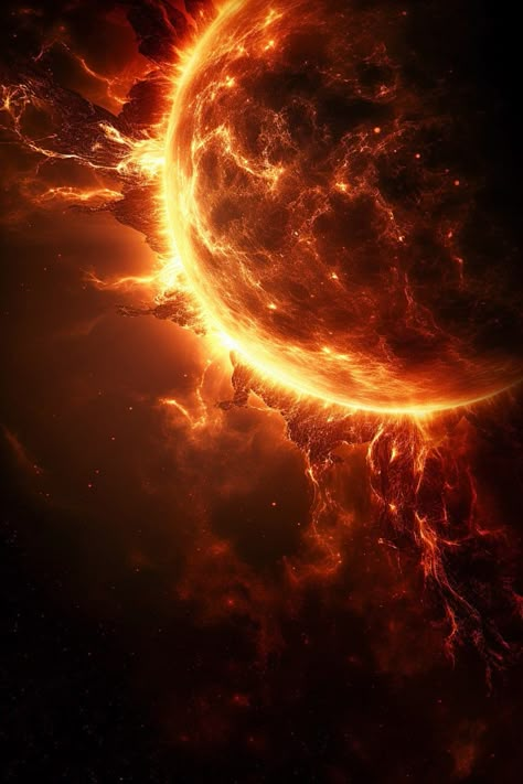 Orange Planets Aesthetic, The Sun Aesthetic Wallpaper, Sun Space Aesthetic, Dark Sun Aesthetic, Sun Art Aesthetic, Sun Images, Sun Planet, Space Art Wallpaper, Sun Space