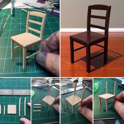 Barbie House Furniture, Diy Barbie House, Miniatures Diy, Dollhouse Chair, Dollhouse Miniature Tutorials, Miniature Chair, Doll Furniture Diy, Diy Barbie Furniture, Doll House Plans