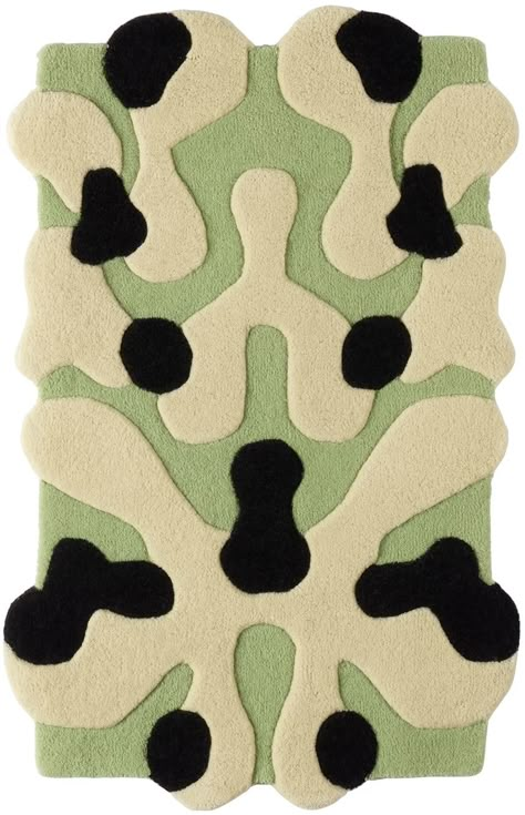 SSENSE Exclusive Green Small Blot Rug by Mush Studios | SSENSE Living Room Drawing, Room Drawing, Graphic Rug, Area Rug Pad, Tufted Rugs, Wall Rug, Rugs For Living Room, Bamboo Silk, Carpet Design