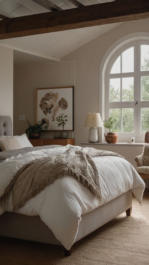 Transform your bedroom into a nature-inspired sanctuary with these cozy decor ideas Embrace earth tones explore bohemian aesthetics and play with paint colors for a luxurious feel Find inspiration for gray and decor in this bohemian style guide Natural Bedroom Decor Earth Tones, Bedroom Tranquil, Nature Bedroom Ideas, Earth Tone Bedroom, Nature Bedroom, Cozy Decor Ideas, Nature Inspired Bedroom, Gym Socks, Natural Bedroom Decor