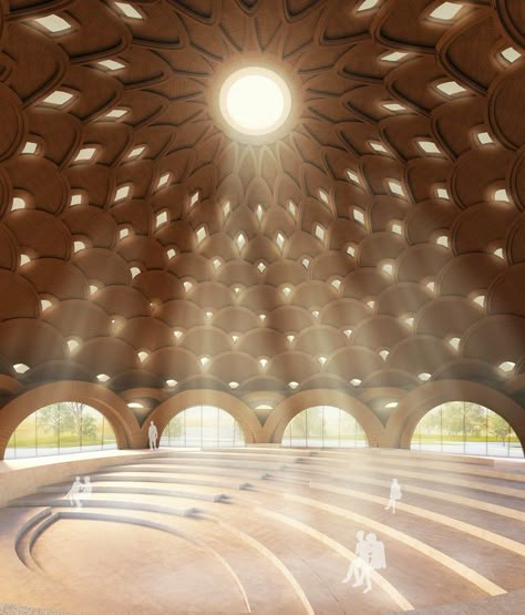 Local Temple design unveiled in India | BWNS Green Campus, Lotus Temple, Pavilion Design, Conceptual Architecture, Architecture Design Sketch, Sacred Architecture, Architecture Design Drawing, Temple Architecture, Architecture Design Concept