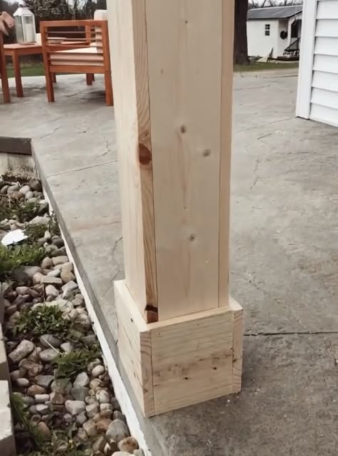 DIY Wood Wrapped Porch Posts – Rustic Marine Wood Wrapped Porch Posts, Wrapped Porch Posts, Wood Columns Porch, Porch Post Wraps, Gothic Bedrooms, Porch Beams, Front Porch Posts, Front Porch Columns, Porch Wood