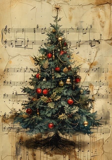 🎄🎶 Capture the spirit of the season with Christmas Tree Music Junk Journal Pages! These free printables combine holiday cheer with vintage music notes, perfect for personal and commercial use (see website for more details). Great for junk journals, scrapbooks, and more. #ChristmasArt #VintageChristmas Vintage Music Notes, Free Christmas Printables Vintage, Christmas Images Free, Christmas Tree Pictures, Christmas Candle Decorations, Vintage Christmas Images, Homemade Christmas Cards, With Christmas Tree, Junk Journal Pages