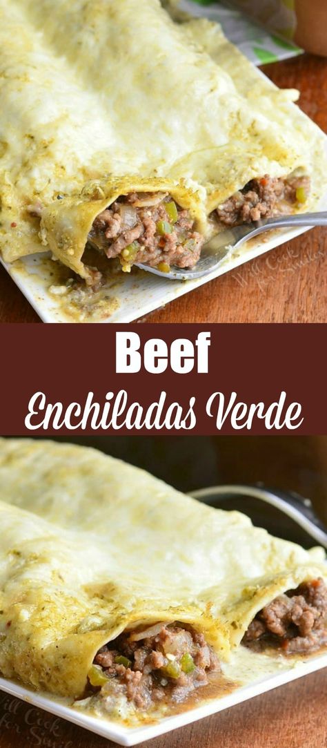 Best Beef Enchiladas, Salsa Verde Enchiladas, Enchiladas Verdes Recipe, Tomatillo Recipes, Enchiladas Suizas, Ground Beef Enchiladas, Tomatillo Sauce, Homemade Corn Tortillas, Chipotle Chili Powder