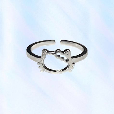 Sterling Silver Hello Kitty Ring #hellokitty #sanrio #kawaii #ring Hello Kitty Rings Engagement, Sanrio Rings, Rings Hello Kitty, Hello Kitty Accesorios, Kawaii Rings, Hello Kitty Things, Hello Kitty Stuff, Hello Kitty Ring, Kawaii Ring