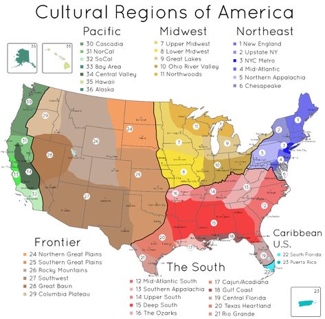 The most accurate cultural map of the US that I've ever seen. Apologies if this is a repost. - Imgur Homeschool Goals, Interesting Maps, Dream Trips, Amazing Maps, Central Valley, Ohio River, Europe Map, Alternate History, Balearic Islands