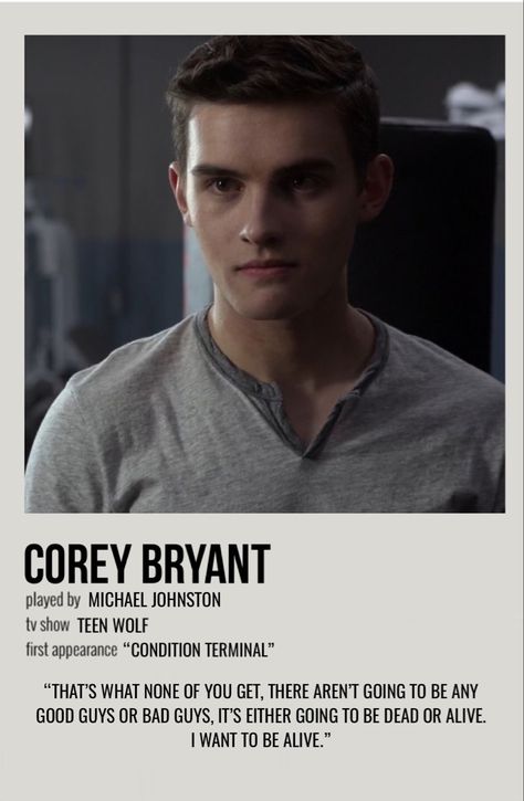 Corey Teen Wolf, Corey Bryant, Teen Wolf Characters, Teen Wolf Tattoo, Teen Wolf Poster, Teen Wolf Werewolf, Polaroid Movie Poster, Wolf People, Character Posters