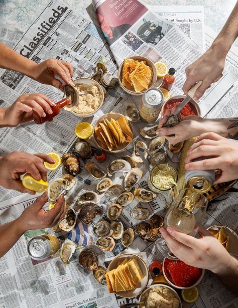 Oyster Roast Party Ideas Food, Oyster Roast Party, Oyster Festival, Oyster Roast, Farming Technology, Shucking Oysters, Saltine Crackers, A Signature, Cold Beer