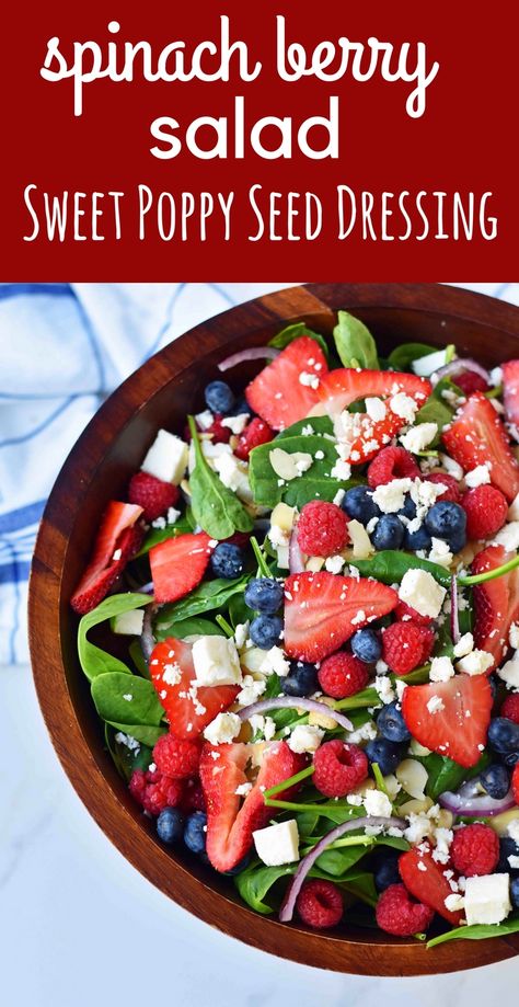 Fresh Spinach Salad, Poppyseed Dressing, Spinach Salad Recipes, Poppy Seed Dressing, Strawberry Spinach, Berry Salad, Spinach Strawberry Salad, Best Salad Recipes, Fresh Spinach