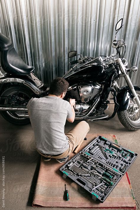 Motorcycle Repair, Dream Bike, Motorcycle Men, Back View, Box Fan, A Man, Royalty Free Stock Photos, Repair, Bike