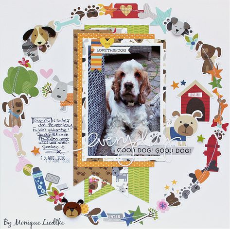 Everyday - Bella Blvd - Scrapbook.com Dog Scrapbook Layouts, Pet Scrapbook Layouts, Scrapbook Gallery, Dog Scrapbook, Pet Scrapbook, Album Tutorial, Paper Dogs, Image Layout, Cocker Spaniel Puppies