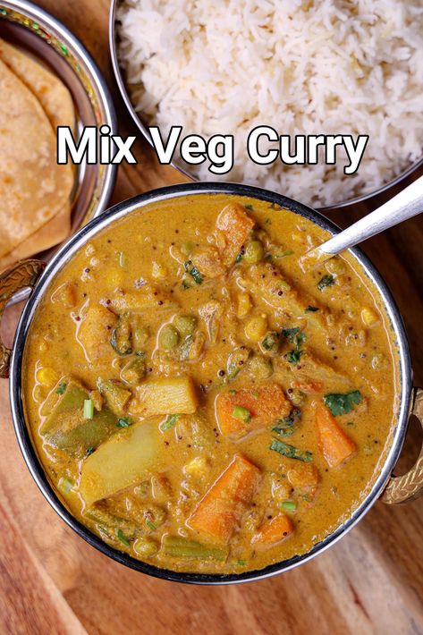 south indian curry recipe | south indian mix vegetable curry | mix veg curry Vegetarian Curry Recipes, South Indian Curry, Indian Vegetable Curry, Indian Curry Recipes, Vegetable Masala, Vegetable Curry Recipes, Kurma Recipe, Mix Veg, Mix Vegetable