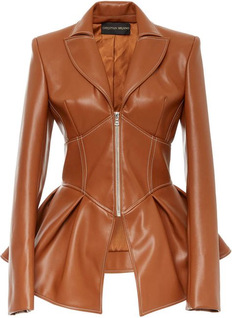 Christian Siriano Faux Leather Corset Jacket#affiliatelink Corset Jacket, Mode Mantel, Pu Jacket, Leather Corset, Christian Siriano, Plus Size Shopping, Brown Leather Jacket, Leather Coat, Moda Operandi