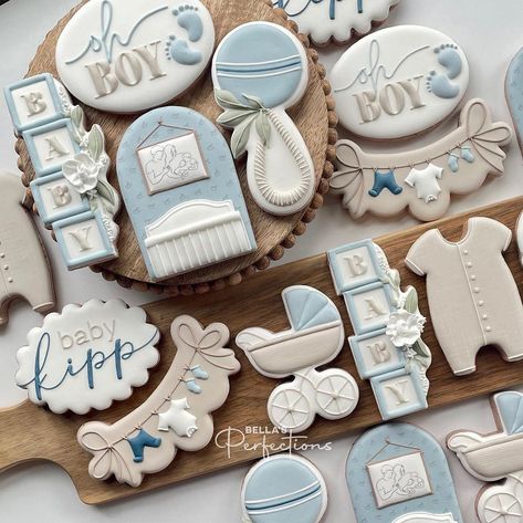 Welcome Home Baby Sugar Cookies, Baby Boy Sugar Cookies Royal Icing, Oh Boy Cookies Decorated, Boy Baby Shower Cookies Decorated, Oh Boy Baby Shower Cookies, Baby Boy Shower Cookies Decorated, Classic Baby Boy Shower Ideas, Boy Baby Shower Themes Spring, Oh Boy Baby Shower Theme