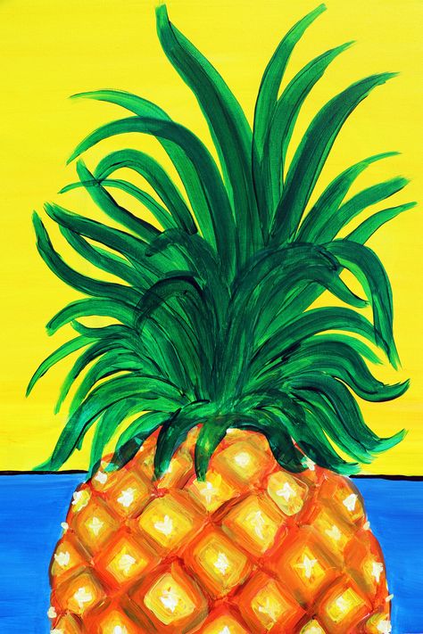 Sweet Pineapple Pineapple Painting, Cute Easy Paintings, Crayon Drawing, Crayon Drawings, Tropical Art, Black Paper, Easy Paintings, Bits And Bobs, Oil Pastel