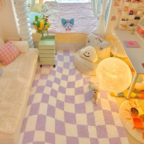 Soft Girl Bedroom, Pastel Aesthetic Room, Quilted Curtains, Polka Dot Bedding, Carpets For Living Room, Aesthetic Room Ideas, Dekorasi Kamar Tidur, Casa Vintage, Pastel Room