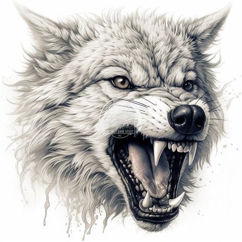 Fenrir Tattoo, Angry Wolf, Tier Tattoo, Animal Tattoo Ideas, Tiger Tattoo Design, Wolf Artwork, Wolf Face, Wolf Tattoo Design, Wolf Photos