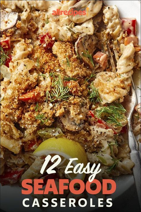 Seafood Casseroles Baked, Fish And Rice Casserole, Pescatarian Casserole Recipes, Easy Seafood Casserole Recipes, Seafood Casserole Recipes Main Courses, Make Ahead Seafood Dishes, Lent Friday Meals Dinners, Seafood Dishes For A Crowd, Good Friday Dinner Ideas