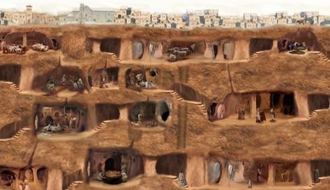 Ancient Underground City, Turkey History, Underground City, Underground Caves, Into The West, Underground Cities, Ancient Mysteries, Ancient Aliens, Gothic Architecture