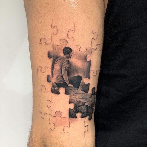 Jigsaw Puzzles Tattoo, Family Puzzle Tattoo, Puzzle Tattoo Family, Tattoo Puzzle Piece, Puzzle Tattoo Design, Puzzle Pieces Tattoo, Jigsaw Puzzle Tattoo, Scrabble Tattoo, Tetris Tattoo